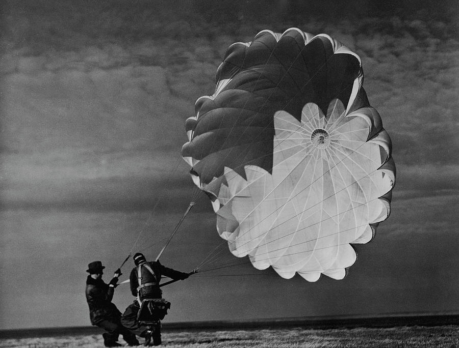 Test Parachutist For Irving Air Chute Co Photograph by Margaret Bourke-white Test Parachutist For Irving Air Chute Co Photograph by Margaret Bourke-white