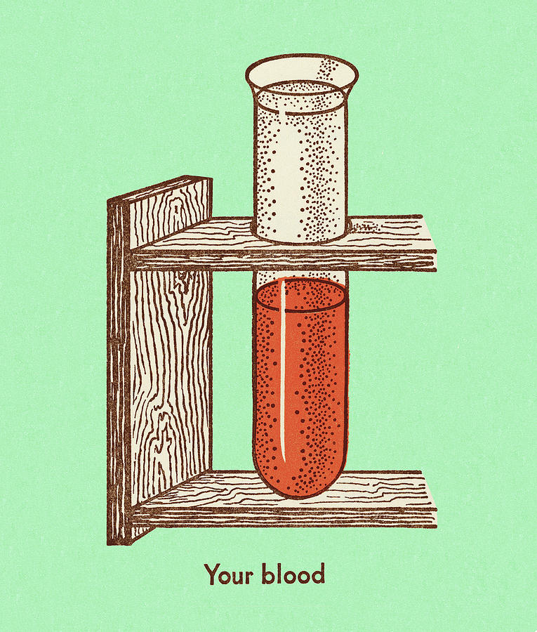 Vintage Drawing - Test Tube of Your Blood by CSA Images