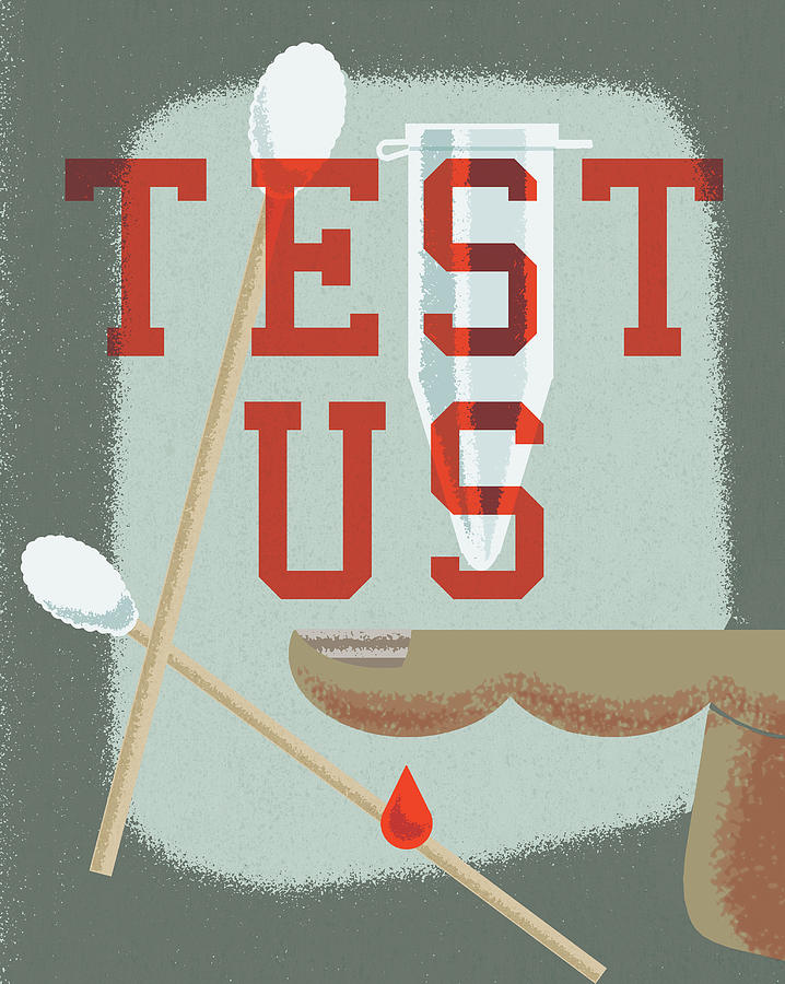 Typography Drawing - Test Us Finger and Cotton Swabs by CSA Images