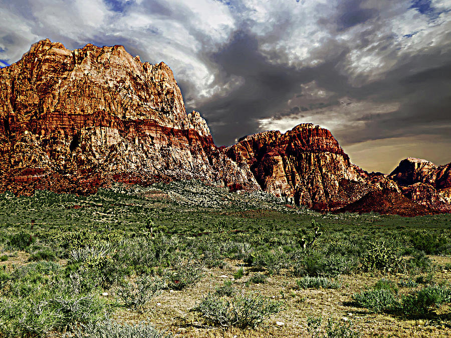 Three Peaks in Red Rock Photograph by Alan Socolik