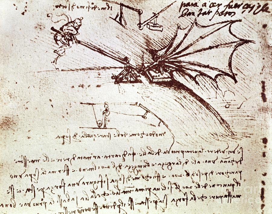 Testing The Load Tolerance Of A Wing By Da Vinci Drawing by Leonardo Da Vinci
