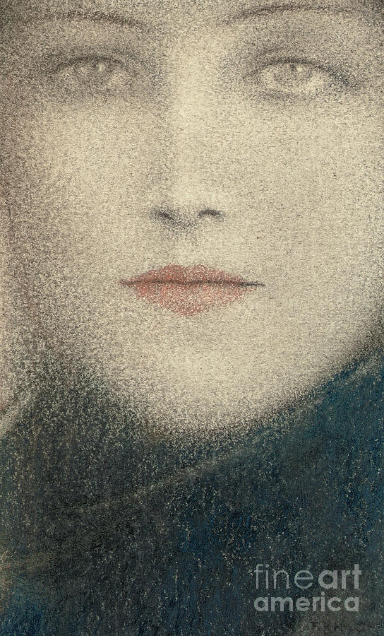 Tete de femme circa 1910 Pastel by Fernand Khnopff