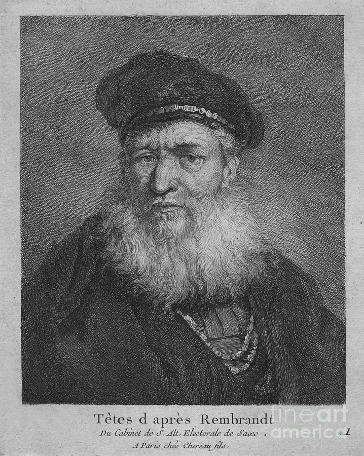 Tetes D Apres Rembrandt, 1770 Drawing by Print Collector