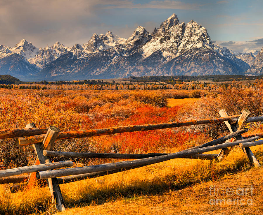 Teton Peaks Over The Fence Photograph by Adam Jewell