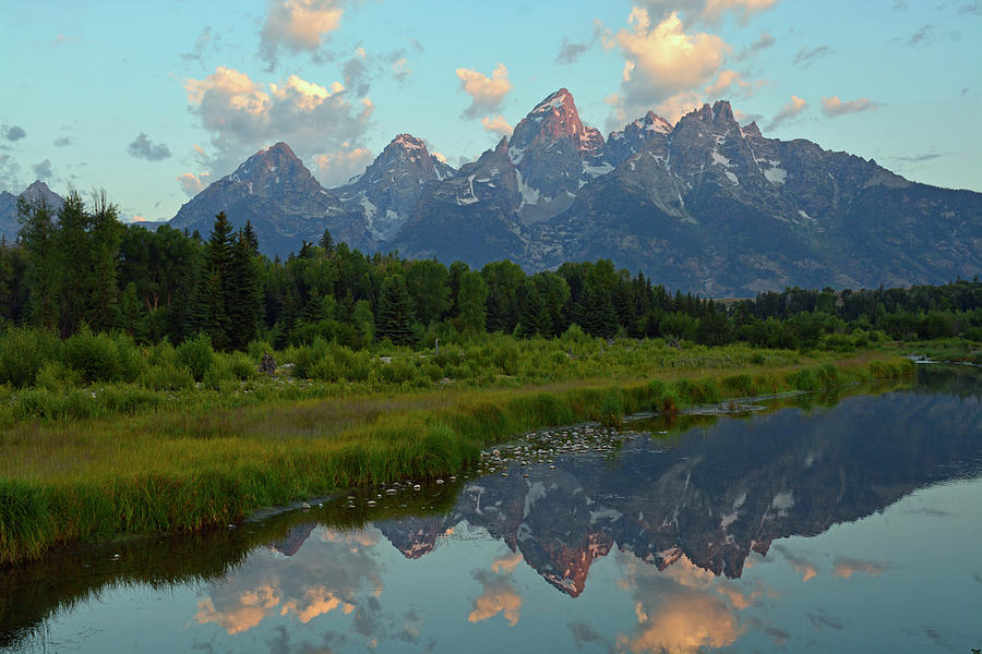 Tetons Reflection at Schwabachers Landing Photograph by Bruce Gourley
