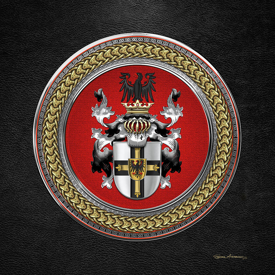 Teutonic Order - Coat of Arms Special Edition over Black Leather Digital Art by Serge Averbukh