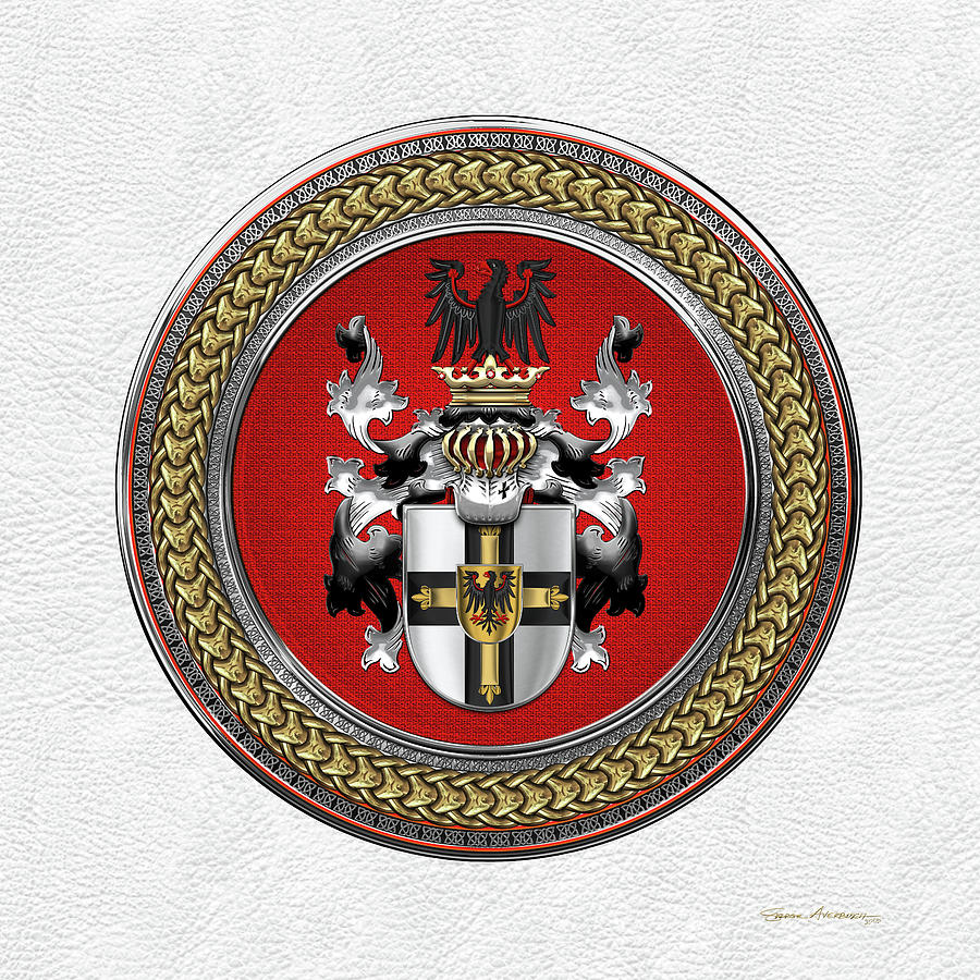 Teutonic Order - Coat of Arms Special Edition over White Leather Digital Art by Serge Averbukh