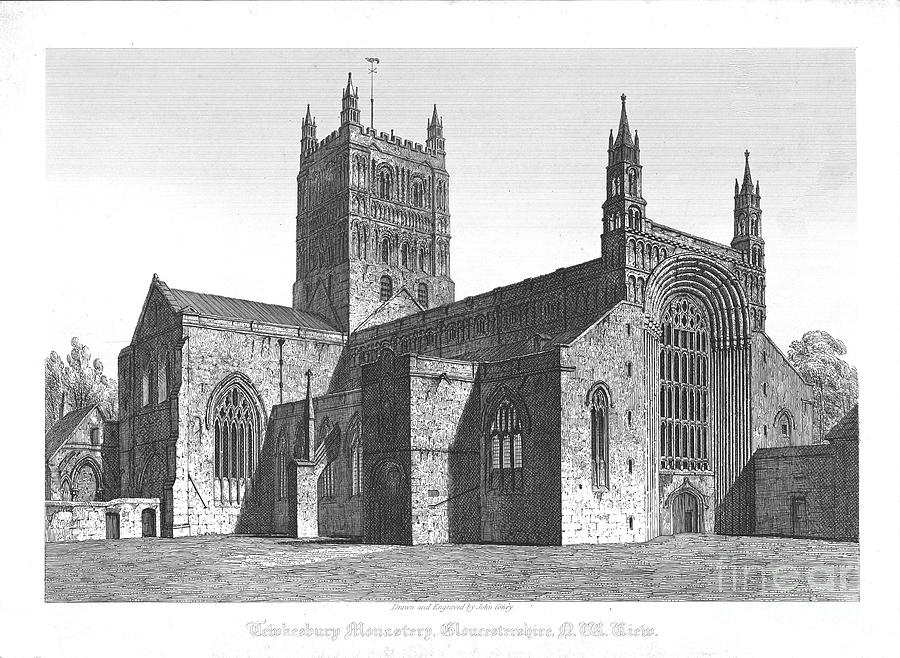Tewkesbury Monastery Drawing by Print Collector