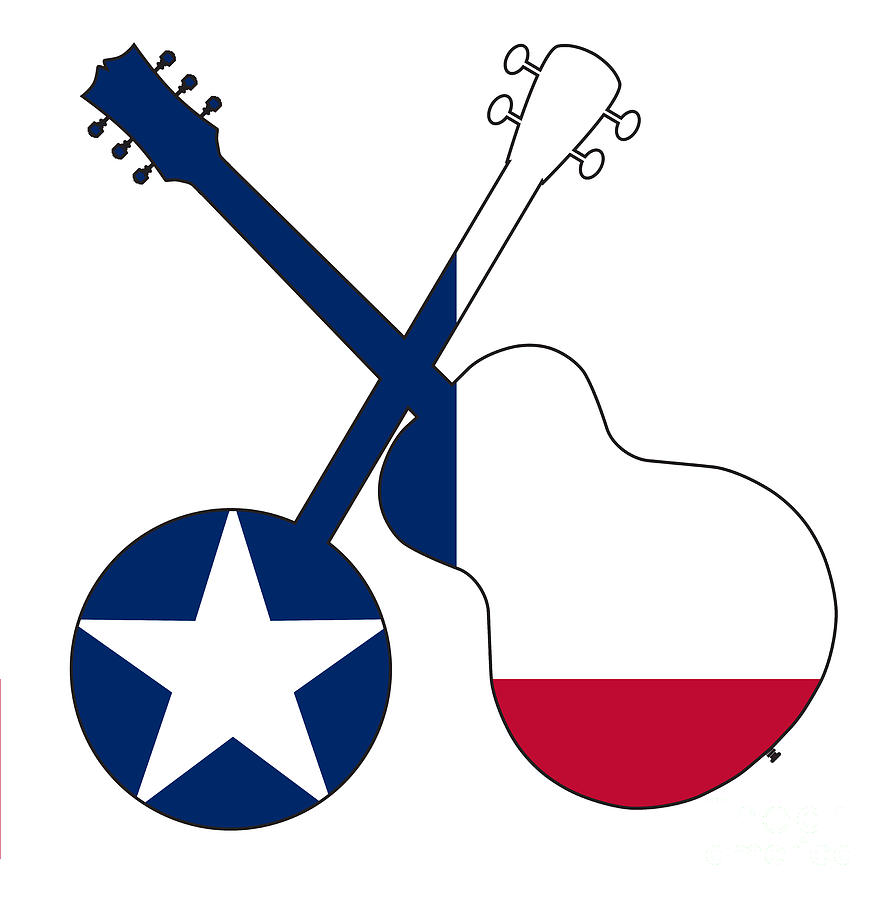 Texas Flag Banjo And Guitar Silhouette Digital Art by Bigalbaloo Stock ...