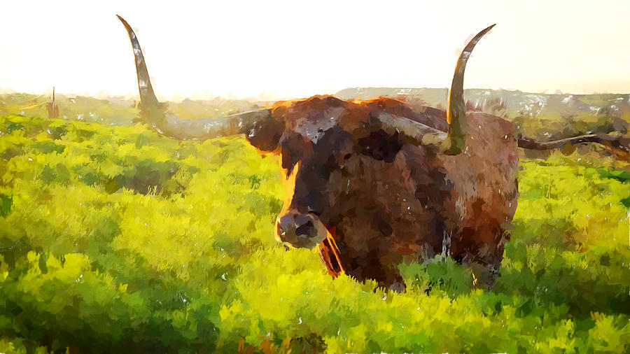 Texas Longhorn 2 Painting by Chris Butler