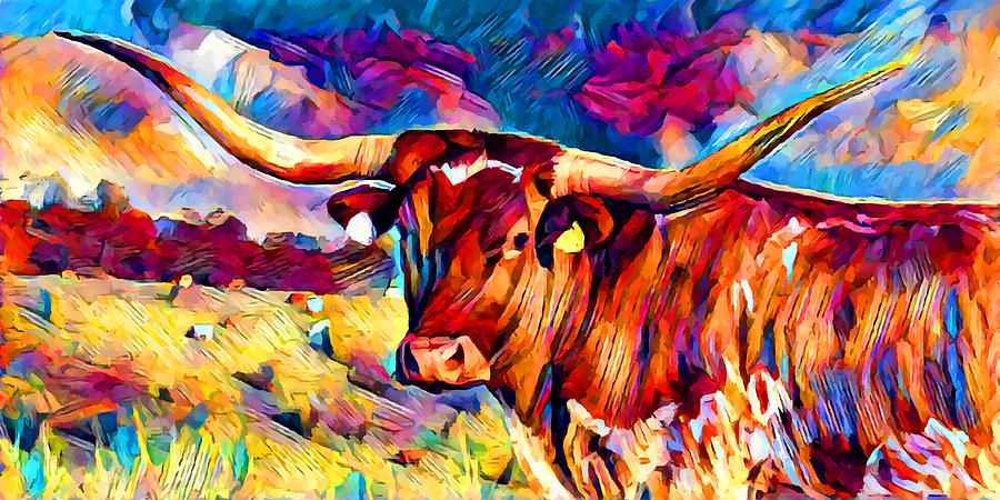 Texas Longhorn 3 Painting by Chris Butler