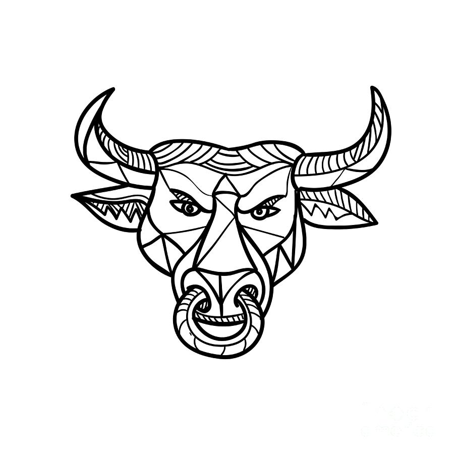 Buffalo bull head vector animal illustration for t-shirt. Sketch tattoo  design. | Stock vector | Colourbox