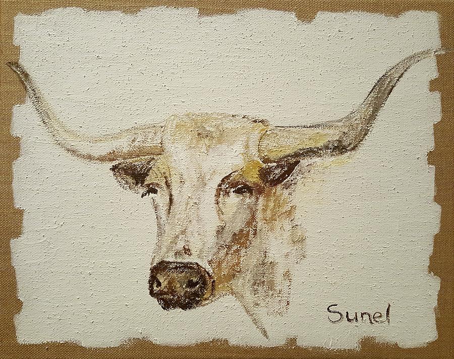 Texas Longhorn Cow Painting by Sunel De Lange
