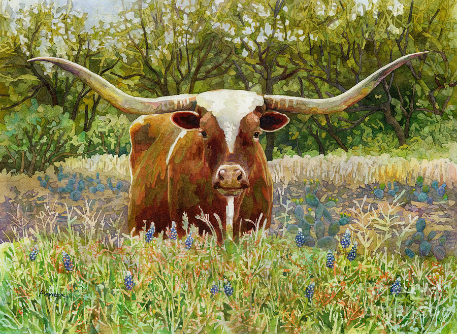 Longhorn Painting - Texas Longhorn by Hailey E Herrera