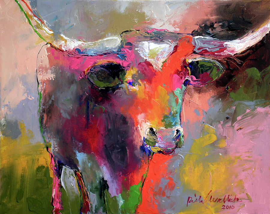Animal Painting - Texas Longhorn by Richard Wallich