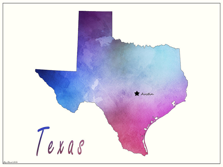 Texas Map Style 5 Drawing by Greg Edwards