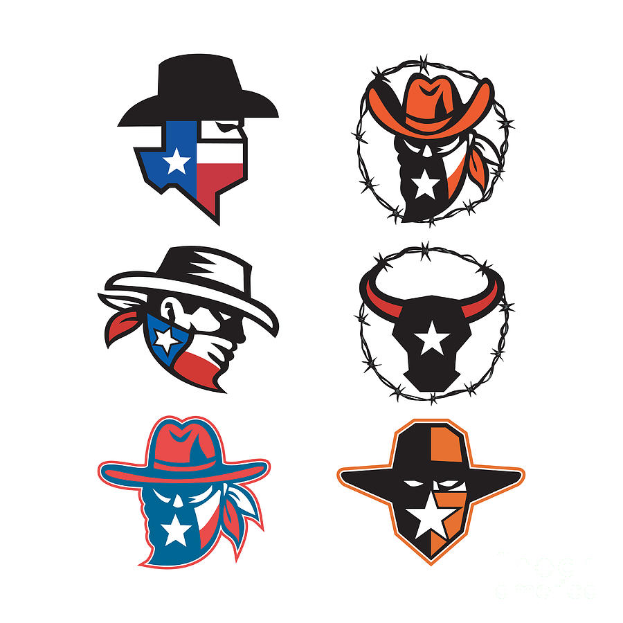 Mascot Digital Art - Texas Outlaw Mascot Collection by Aloysius Patrimonio Mascot Digital Art - Texas Outlaw Mascot Collection by Aloysius Patrimonio
