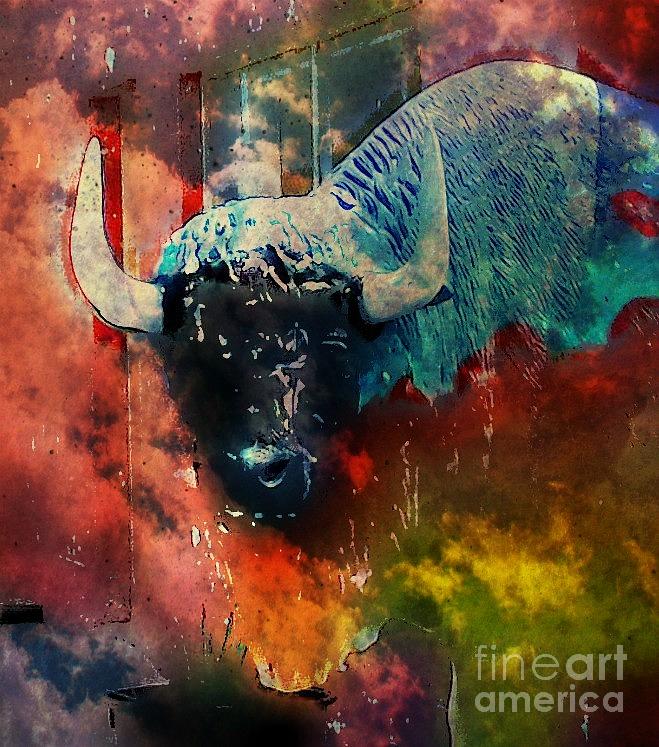 Texas psychedelic buffalo Photograph by Susan Gahr