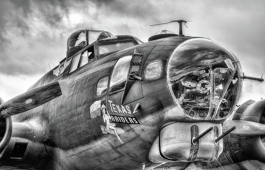 Texas Raiders B-17 Black and White Photograph by JC Findley
