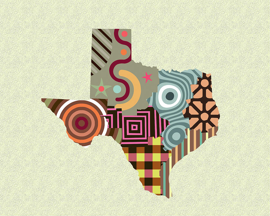 Map Digital Art - Texas State Map by Lanre Adefioye