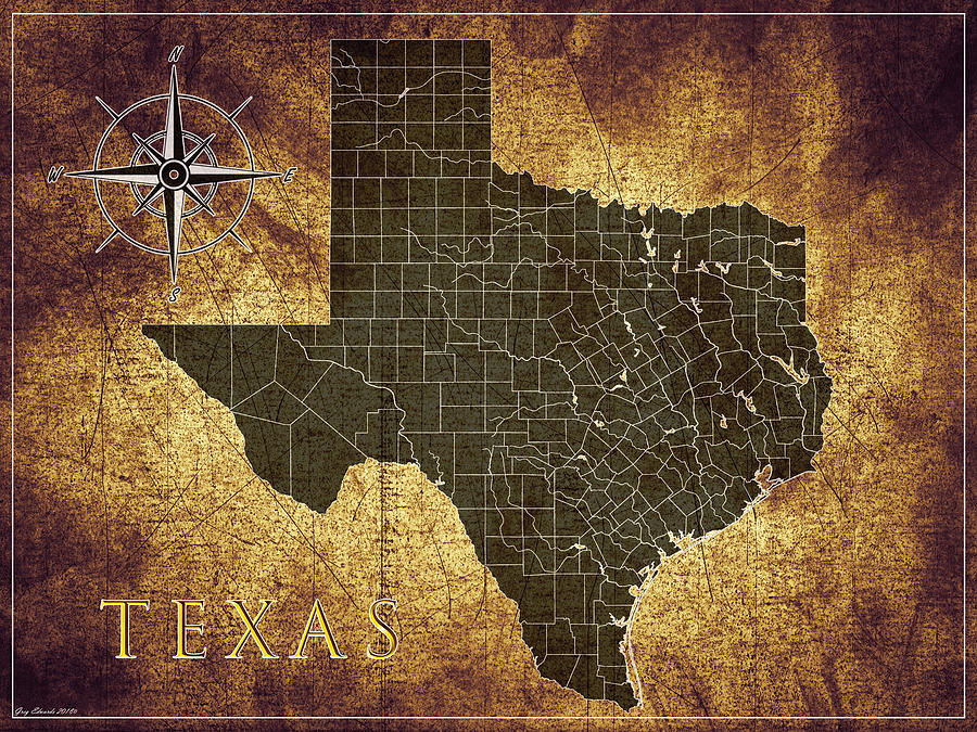 Texas Vintage Map Style 15  Painting by Greg Edwards