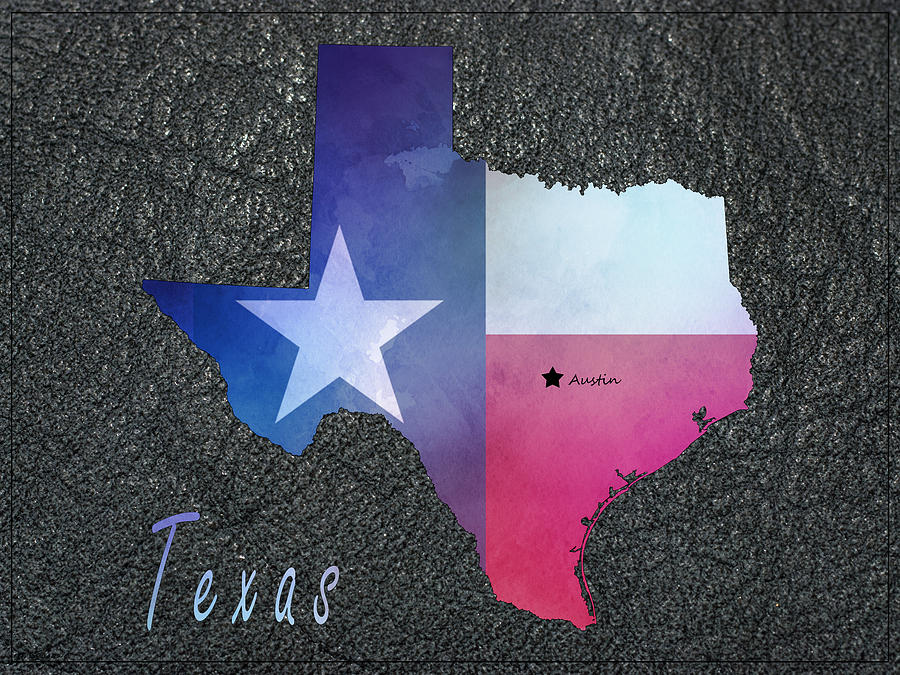 Texas Watercolor Map Style 10 Painting by Greg Edwards