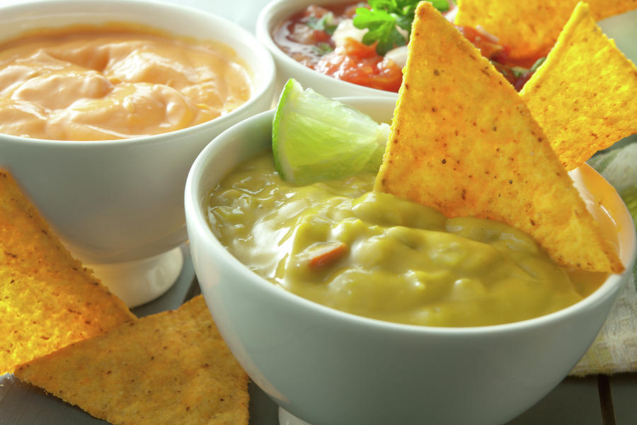 Texmex Food Guacamole, Cheese Dip Photograph by Floortje