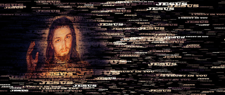text portrait of Merciful Jesus Photograph by Vivida Photo PC