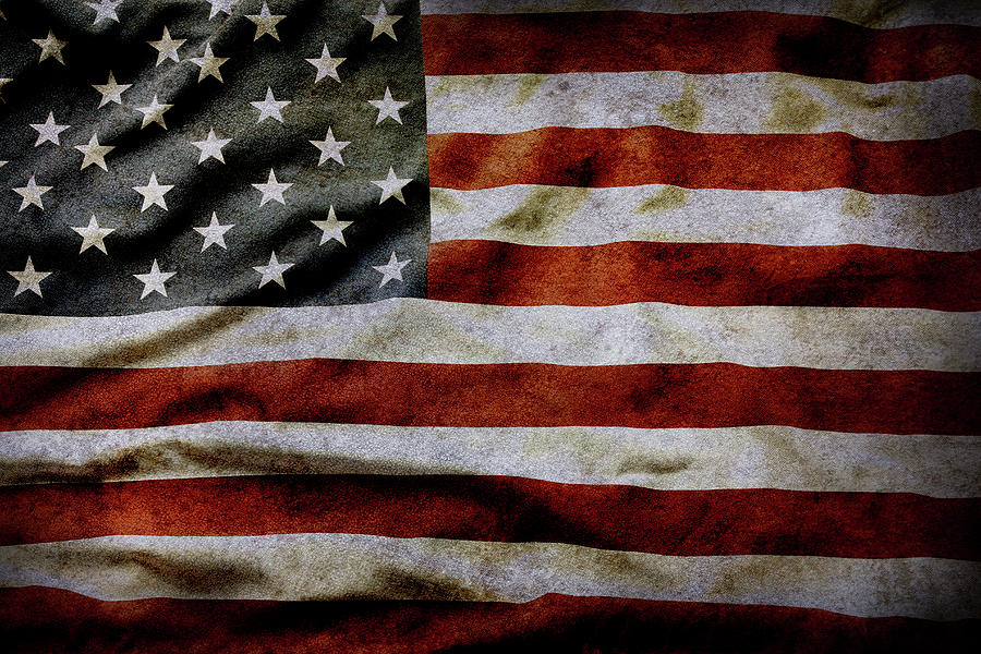 Textured American flag Photograph by Les Cunliffe
