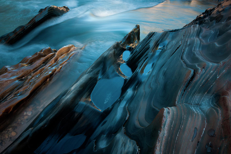 Textured Rock At The Edge Of A Stream Photograph by Mint Images/ Art Wolfe