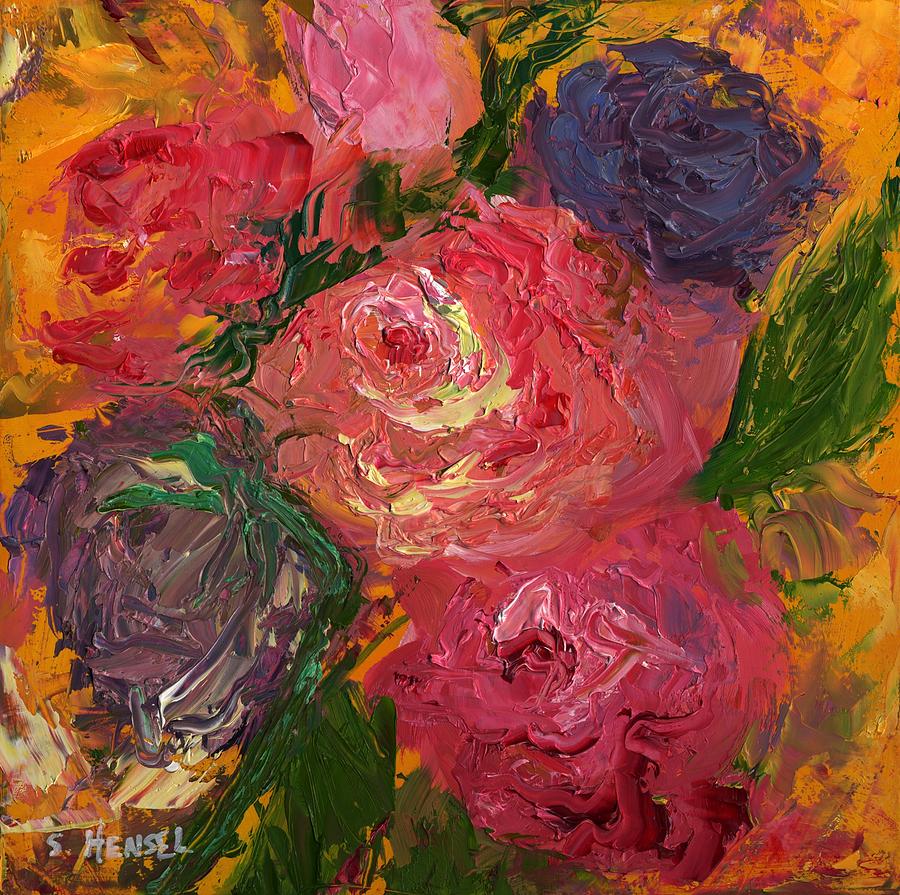 Abstract Painting - Textured Rose by Susan Hensel