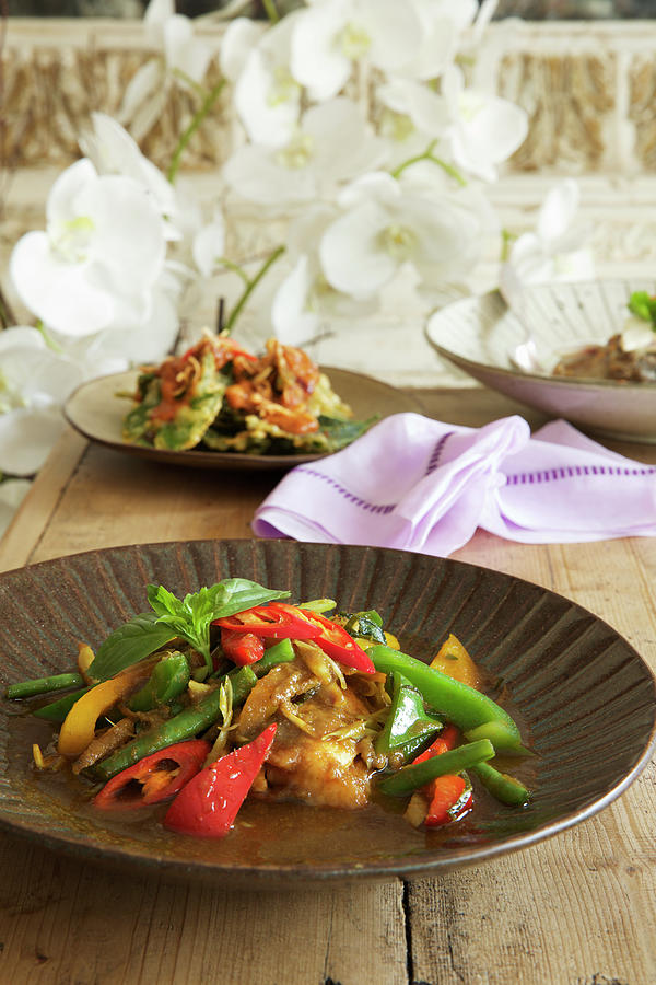 Thai Fish And Vegetables Stir Fry Photograph by Hugh Johnson