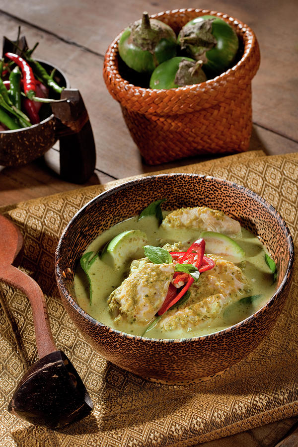 Thai Green Curry With Chicken Photograph by Shutterworx
