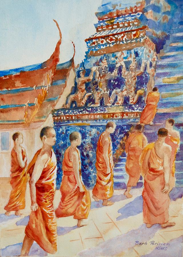 Thai Monks Painting by Barbara Parisien