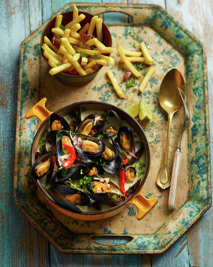 Thai Mussels And Fries Photograph by James Lee
