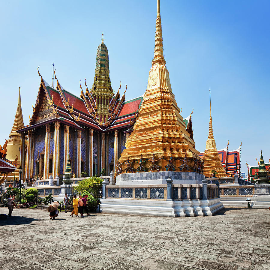 Thailand, Central Thailand, Bangkok, The Wat Phra Kaew (temple Of The Emerald Buddha), Inside The Grand Palace Complex Digital Art by Luigi Vaccarella