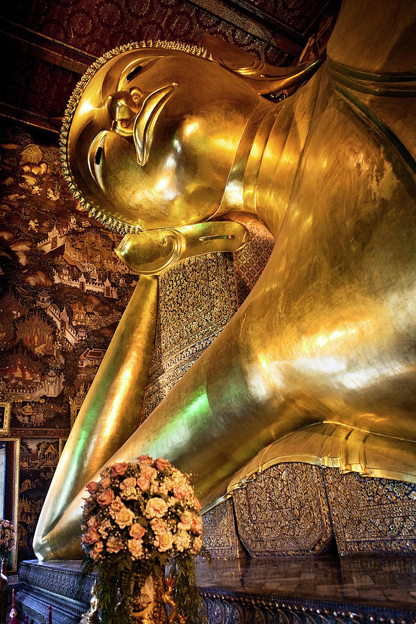 Thailand, Central Thailand, Bangkok, Wat Pho, Reclining Buddha Digital Art by Luigi Vaccarella
