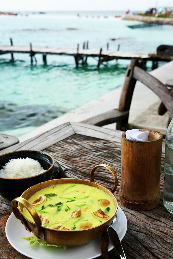 Thailand, Southern Thailand, Ko Tao, Koh Nang Yuan, Green Thai Curry With Chicken Digital Art by Richard Taylor