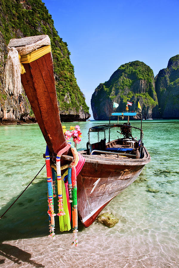 Thailand, Southern Thailand, Phi Phi Islands, Andaman Sea, Phi Phi Leh Island, Maya Bay (location Of The Movie The Beach) Digital Art by Luigi Vaccarella