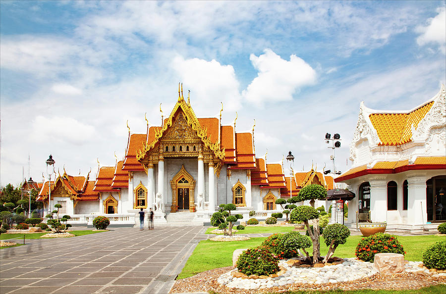 Thailand, Thailand Central, Bangkok, Wat Benchamabophit, The Marble Temple Digital Art by Melis