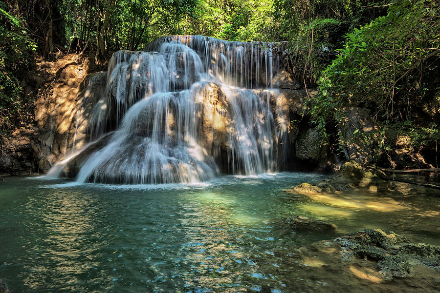 Thailand, Thailand Central, Kanchanaburi, Huay Mae Khamin Waterfalls In ...