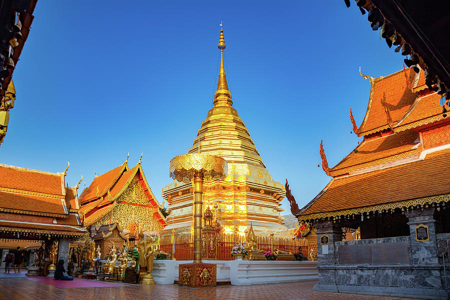 Thailand, Thailand Northern, Chiang Mai, Wat Phra That Doi Suthep Buddhist Temple Digital Art by Melis