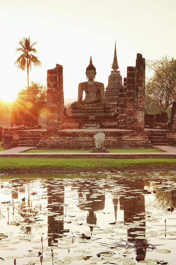 Thailand, Thailand Northern, Sukhothai, Gulf Of Siam, Gulf Of Thailand, Wat Mahathat, Sukhothai Historical Park Digital Art by Richard Taylor
