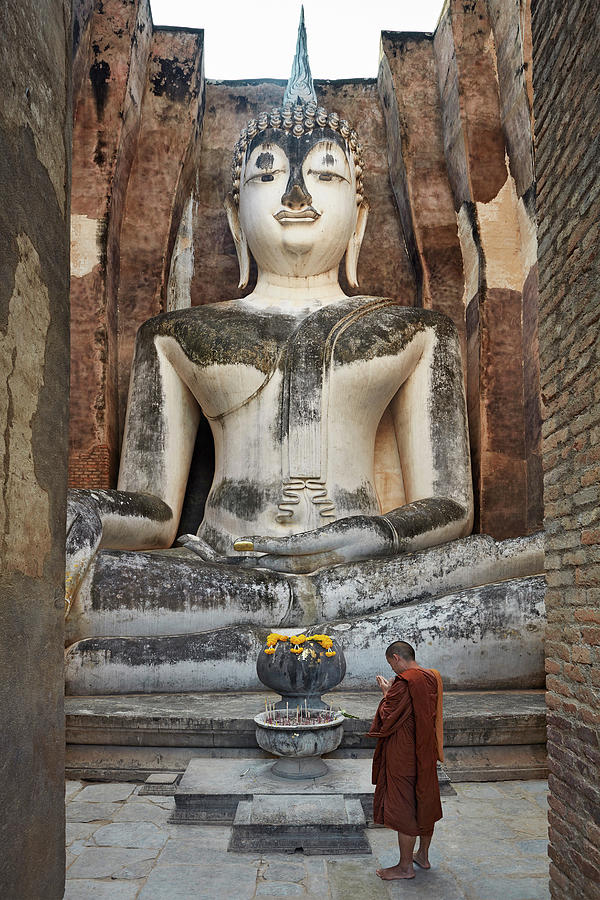 Thailand, Thailand Northern, Sukhothai, Gulf Of Siam, Gulf Of Thailand, Wat Si Chum Temple, Sukhothai Historical Park Digital Art by Richard Taylor