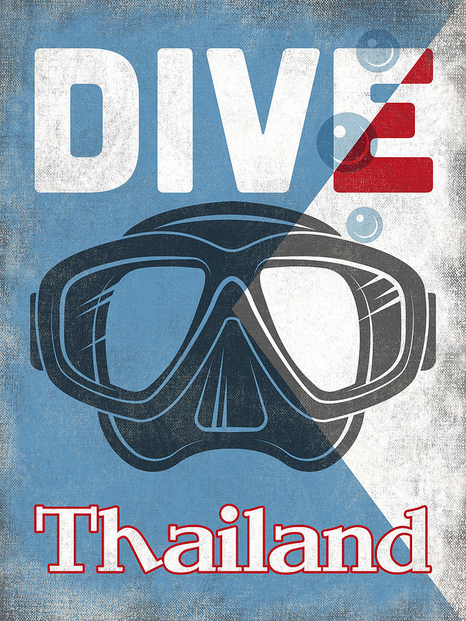Thailand Digital Art - Thailand Vintage Scuba Diving Mask by Flo Karp