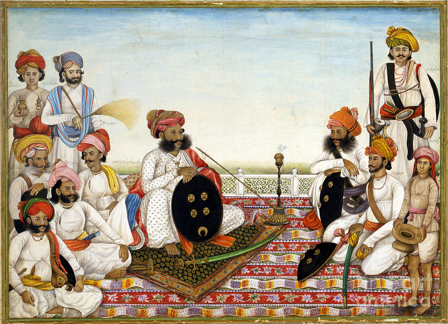 Thakur Dawlat Singh Among Courtiers, Ca Drawing by Heritage Images