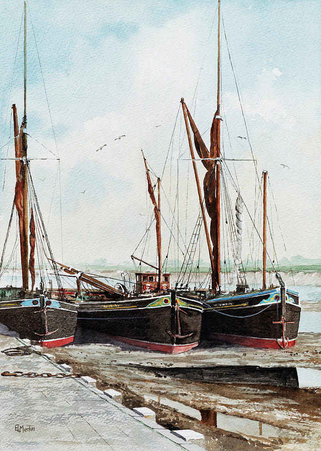 Thames Barges Painting by Ian Merton
