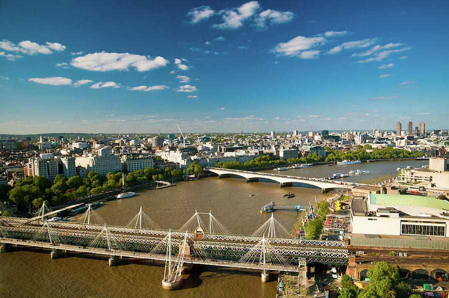 Thames River Aerial View In London Photograph by Ferrantraite