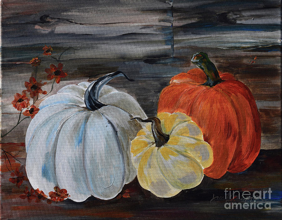 Thankful for Harvest - Pumpkins Painting by Jan Dappen