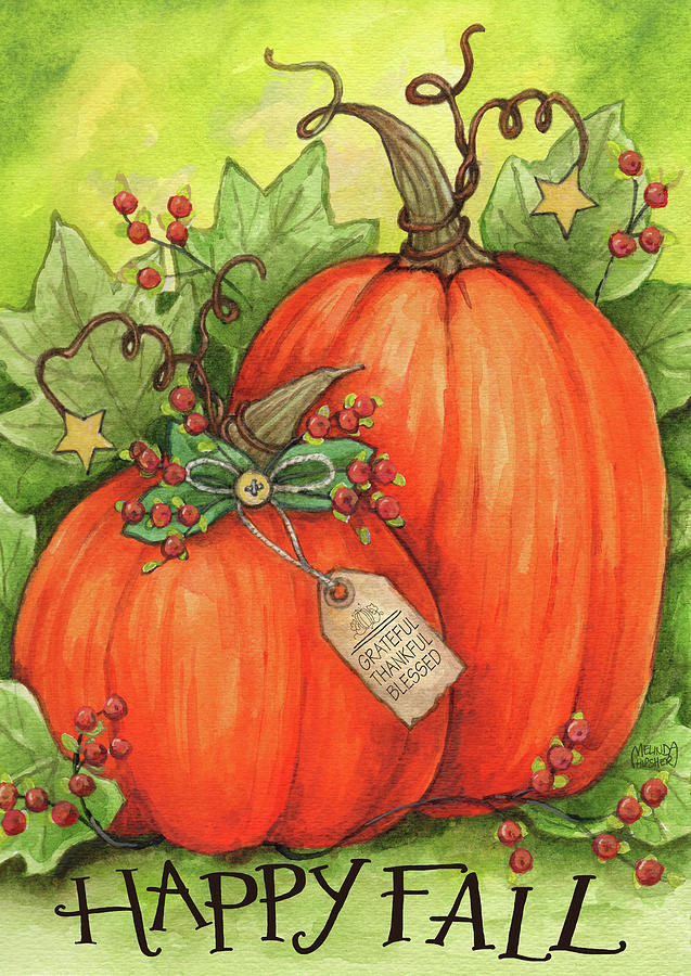 Fall Painting - Thankful Pumpkins by Melinda Hipsher
